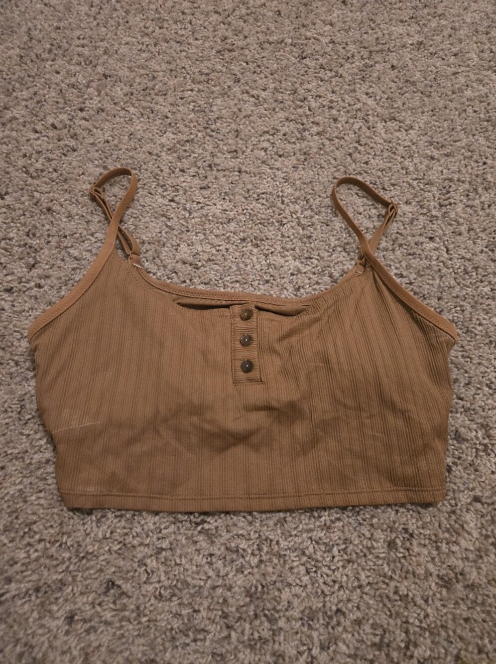 Women's Ribbed Tank Crop Top - Tan